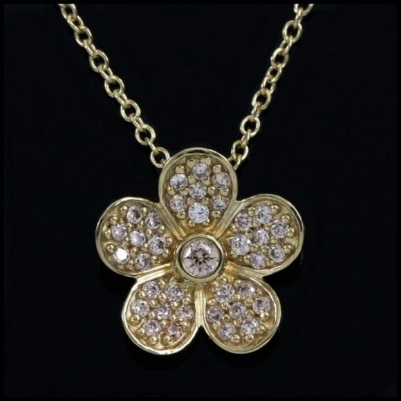 Daisy Necklace Solid 925 SS Gold Plated - Picture 8 of 13